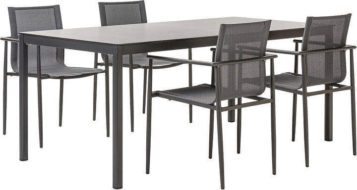 Dehner Gartenstuhl Lille, stapelbar, 85 x 56 x 56.5 cm, Edelstahl/Textilene, anthrazit/grau Modern,