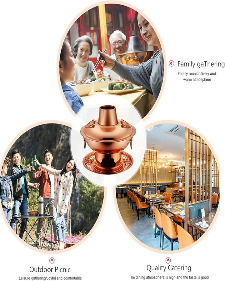 Kupfer-Heisstopf，Kupferkohle-Hot Pot – traditioneller chinesischer Dampftopf für Catering, Kochen un