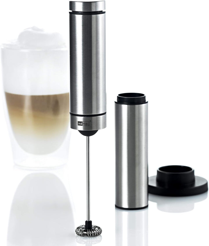 AdHoc MS10 Batteriebetriebener Milch- und Saucenschäumer RAPIDO mit Ständer, Edelstahl/Kunststoff Si