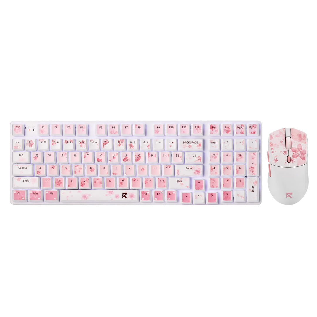 Redragon BS7552 Kabelloses Set 98 Tasten Flachmechanik 4000 DPI Sakura-Rosa