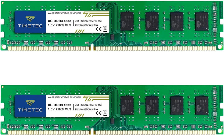 Timetec 16GB KIT(2x8GB) DDR3 1333 MHz PC3-10600 Non-ECC Ungepuffert 1,5V CL9 2Rx8 Dual Rank 240 Pin