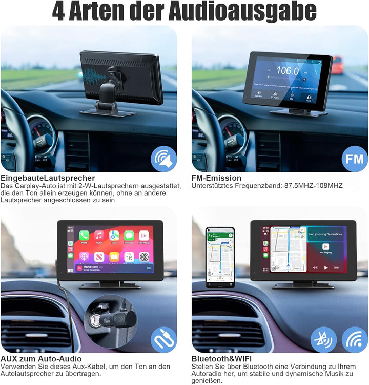 Wireless Carplay Display Android Auto Display mit Stehende Halterung 7 Zoll Touchscreen Auto Display