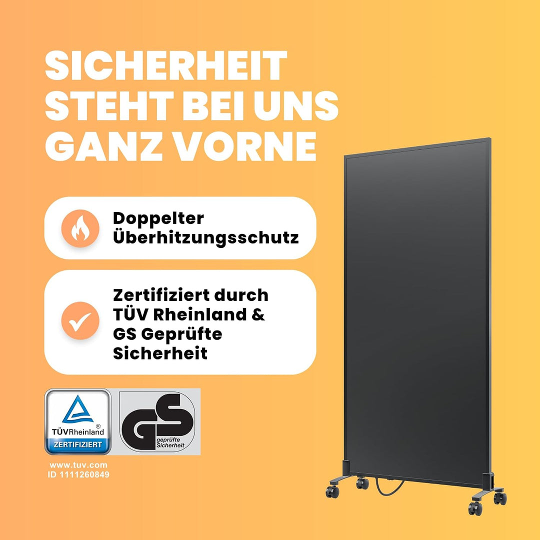 BR Bringer Infrarotheizung Standgerät - 1000 Watt - Energiesparend - Mobile Elektroheizung mit Stand