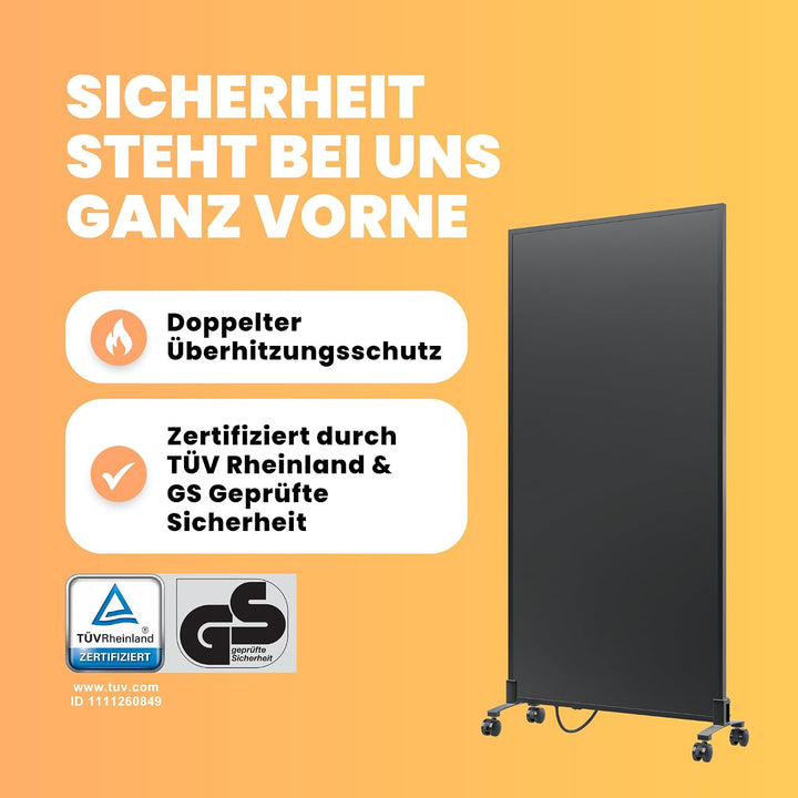 BR Bringer Infrarotheizung Standgerät - 1000 Watt - Energiesparend - Mobile Elektroheizung mit Stand
