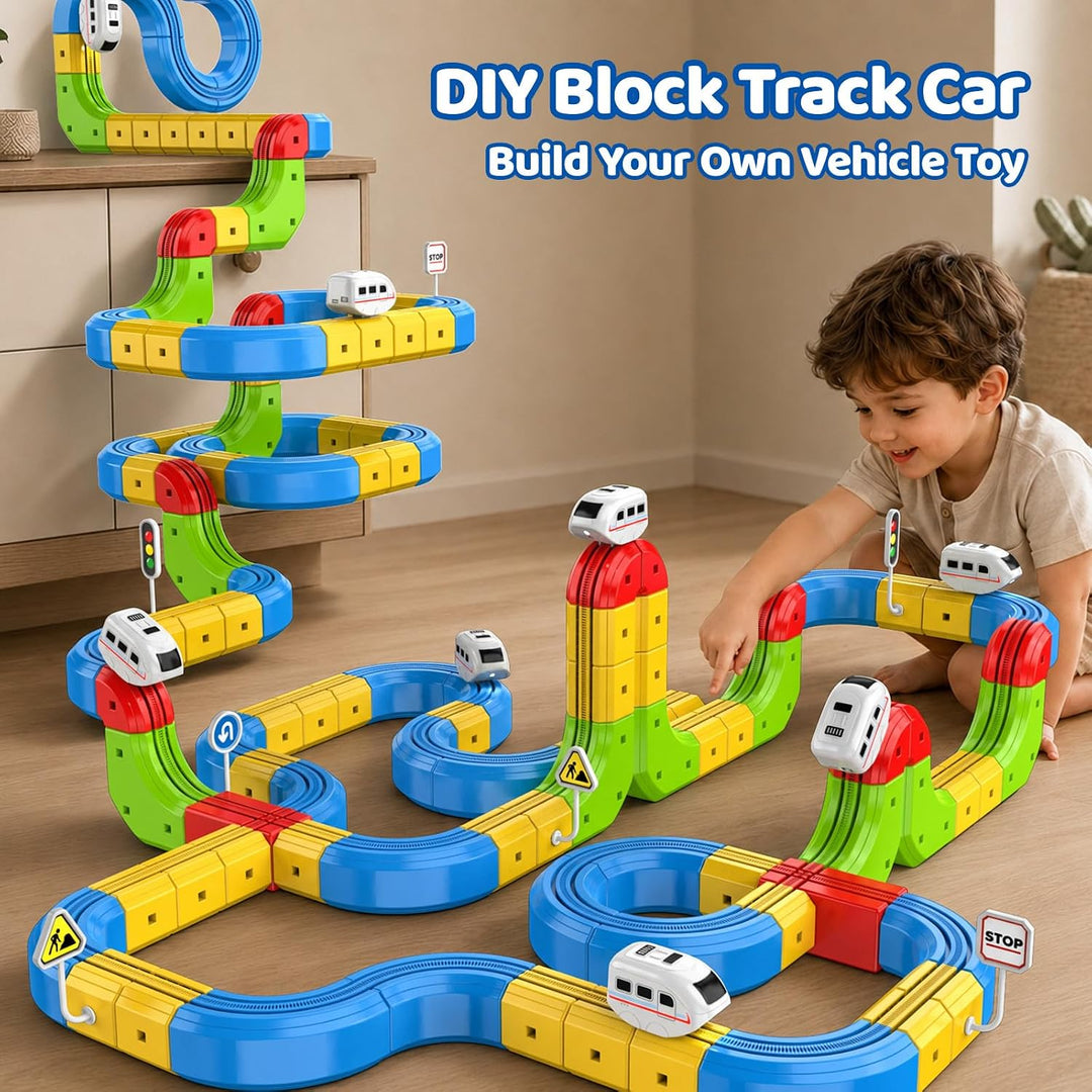 Eisenbahn Kinder Elektrisch 52-TLG 3D Anti-Gravitation Schienen Zug Spielzeug ab 3 4 5 6 Jahre, DIY