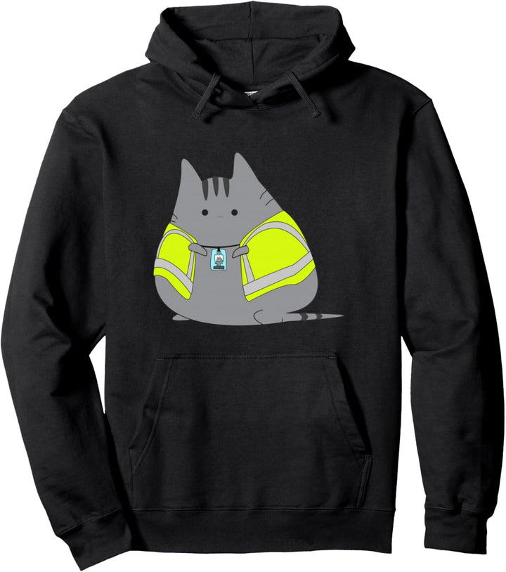 Chubby Kitten Wearing Safety Vest Funny Pullover Hoodie