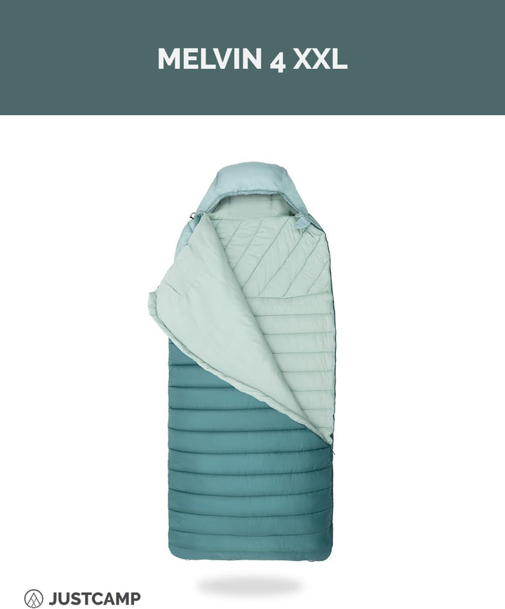 Justcamp Melvin XXL 4 Schlafsack für Erwachsene, Camping Schlafsack 3-Jahreszeiten, Mint