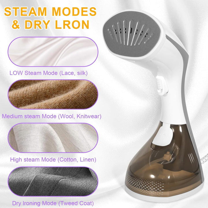 Dampfglätter 1500W, 270ML Tragbarer Steamer Wassertank Dampfbürste Faltenentferner, Fast Wrinkle Rem