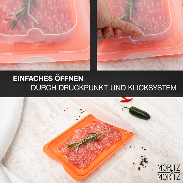 Moritz & Moritz 8er Set Aufschnittbox stapelbar - Frischhaltedosen mit Deckel zur Aufbewahrung von W