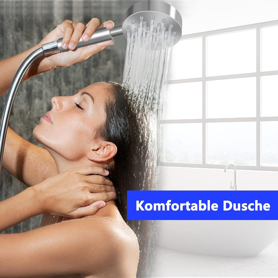 Duschkopf Edelstahl Gebürstet, Duschbrause Wassersparend, Brausekopf Hochdruck, Shower Head Handbrau