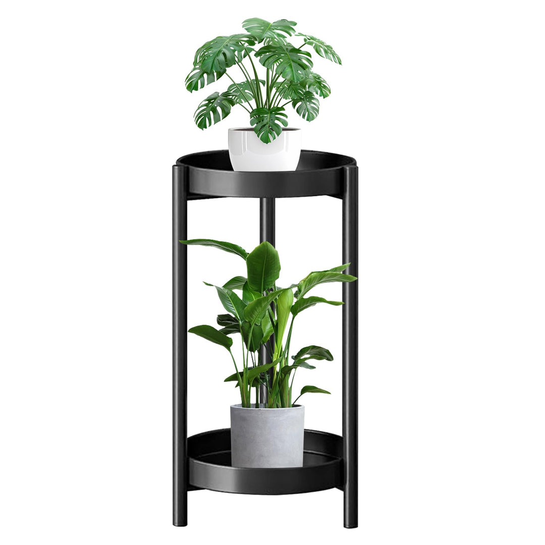 Pflanzenständer für drinnen und draussen, 2 Etagen Metall Blumentopfhalter, 60 cm Hoch, Rostfrei Blu