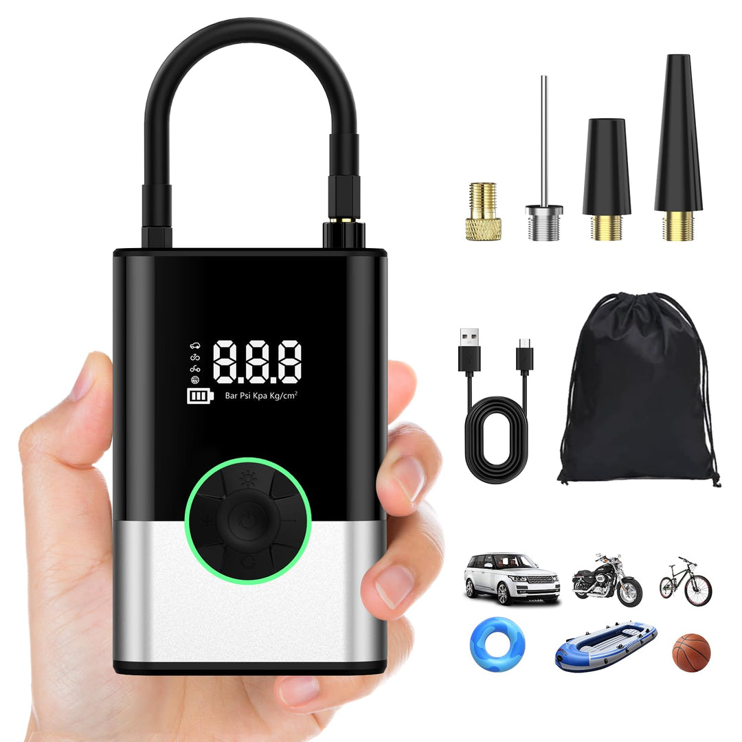 6000mAh Tragbare Elektronische Luftpumpe,150PSI Fahrradpumpe Elektrisch, Akku Kabelloser Tragbarer L