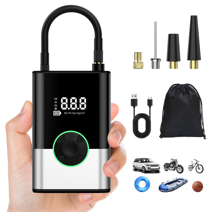 6000mAh Tragbare Elektronische Luftpumpe,150PSI Fahrradpumpe Elektrisch, Akku Kabelloser Tragbarer L