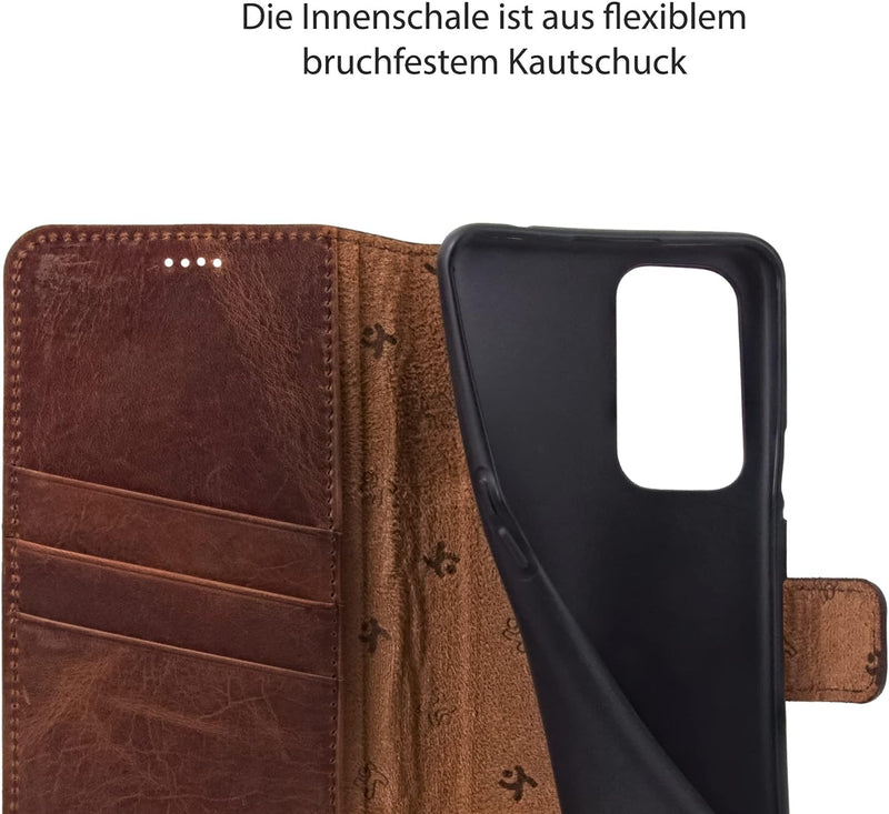 Suncase Book-Style Hülle kompatibel mit Samsung Galaxy A53 5G Leder Tasche (Slim-Fit) Lederhülle Han