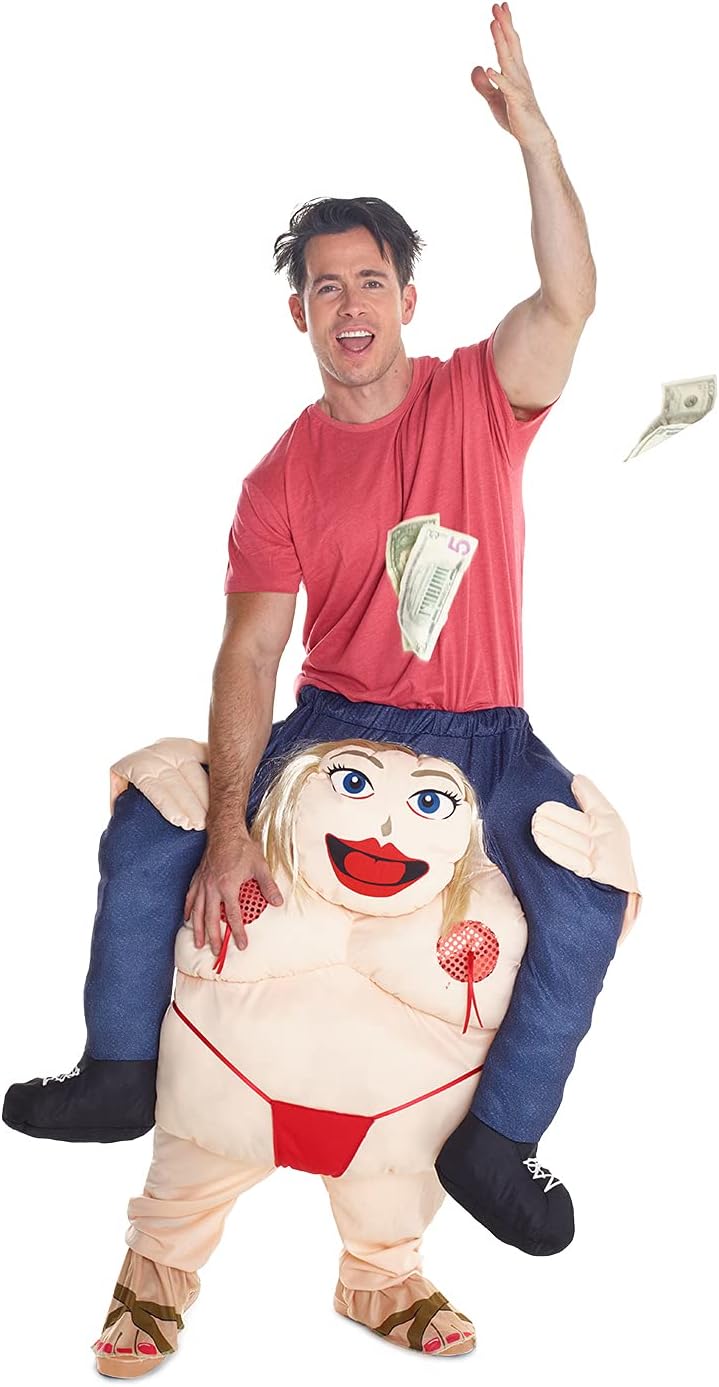 Morph Neu Huckepack Tragen Witzig Kostüm Unisex - Fetter Stripper "Mit selbst füllen Beine" Stangent