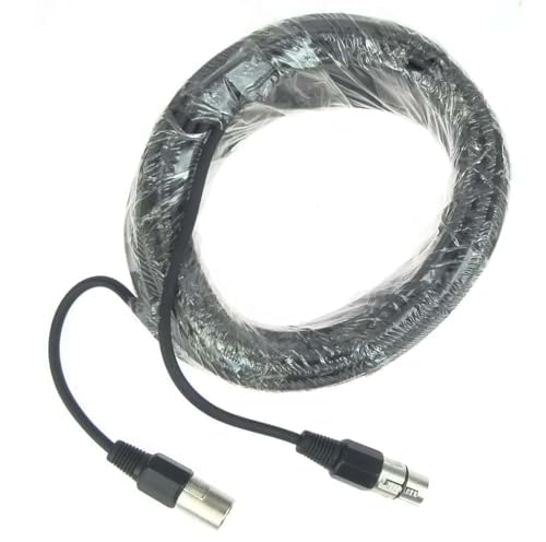 Paccs 1 Stück 20 m Mikrofonkabel Schwarz XLR Stecker male auf XLR Buchse female - Symmetrisch Audio