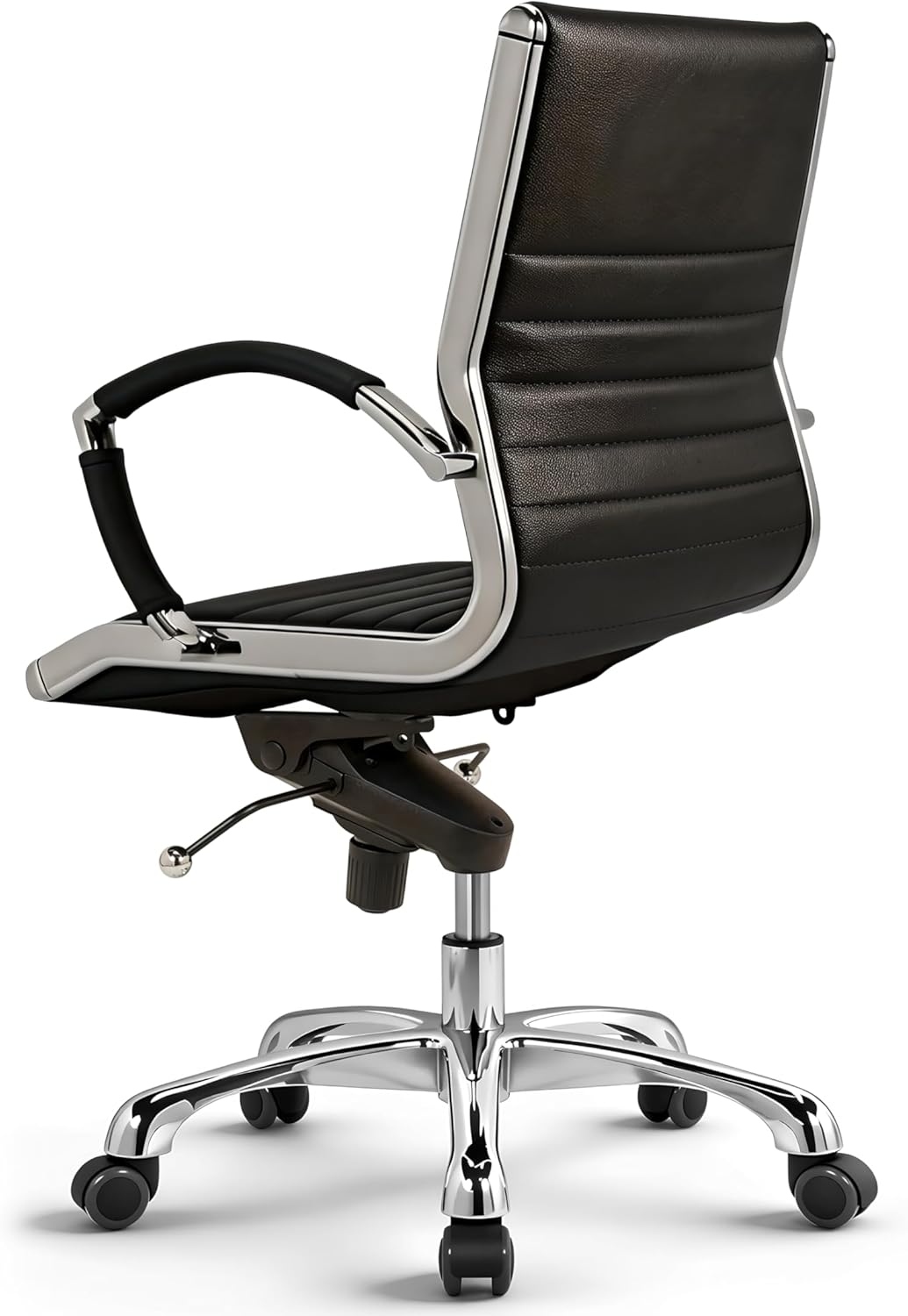 VERSEE Premium Echt-Leder Bürostuhl Montreal in Schwarz - Ergonomischer Designstuhl für Büro und Hom
