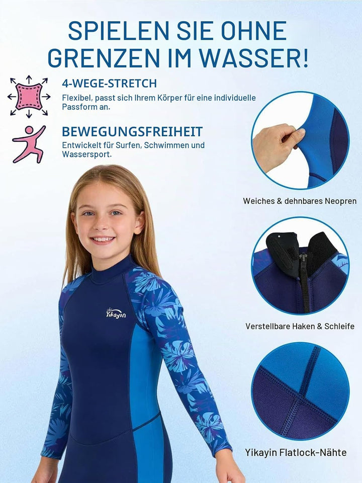 Neoprenanzug Kinder, 2.5mm Lang Neopren Taucheranzug, Warm Neoprenanzüge Jungen Mädchen zum Tauchen,