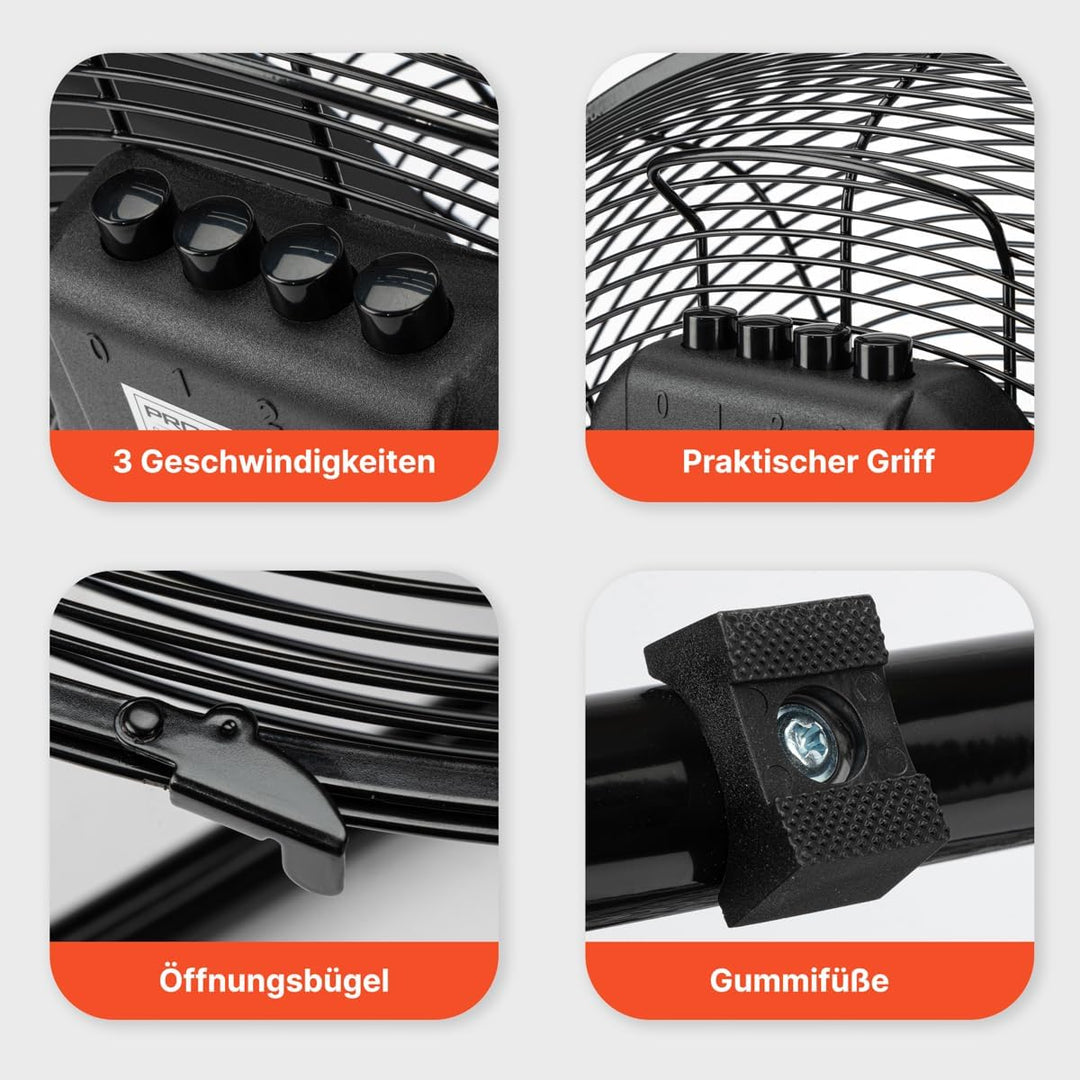 ProfiCare® Windmaschine mit 40 cm Ø | Ventilator verstellbarer Winkel | Bodenventilator 3 Stufen | V