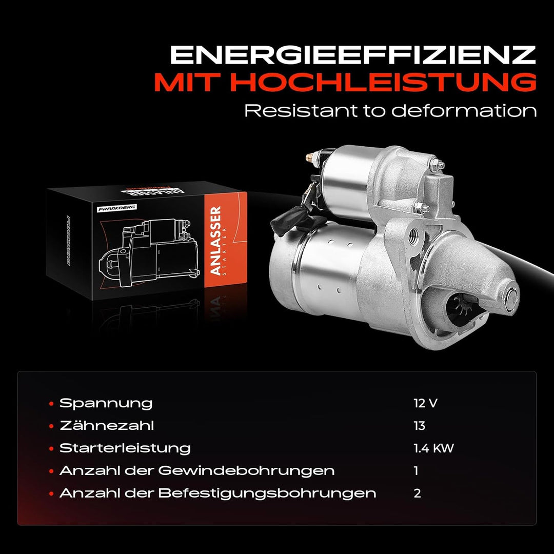 Frankberg Anlasser Starter Kompatibel mit Trax 2012-Heute Astra G T98 F08 2000-2004 Corsa C F08 X01