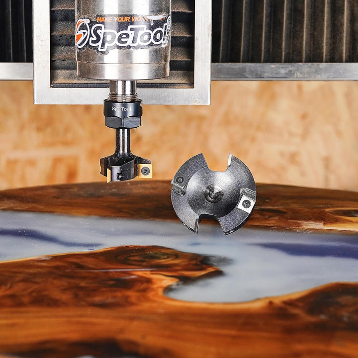 SpeTool Planfräser 12mm Schaft 75mm Schnittdurchmesser Flächenfräser Hobelfräser für Holz Planfräser