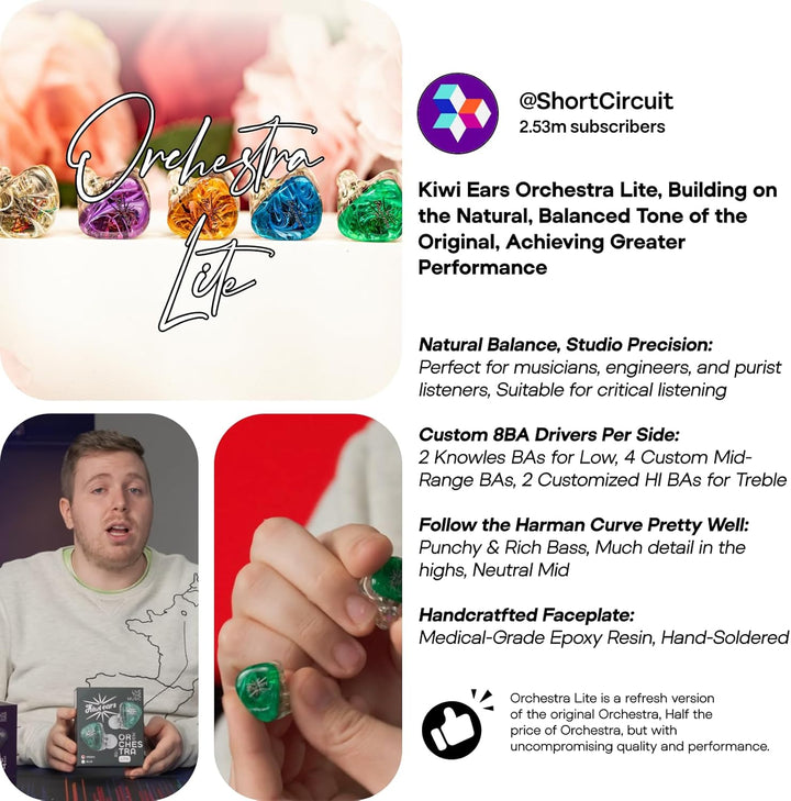 LINSOUL Kiwi Ears Orchestra Lite Performance Custom 8BA In-Ear Monitor IEM mit abnehmbarem 4-adrigem