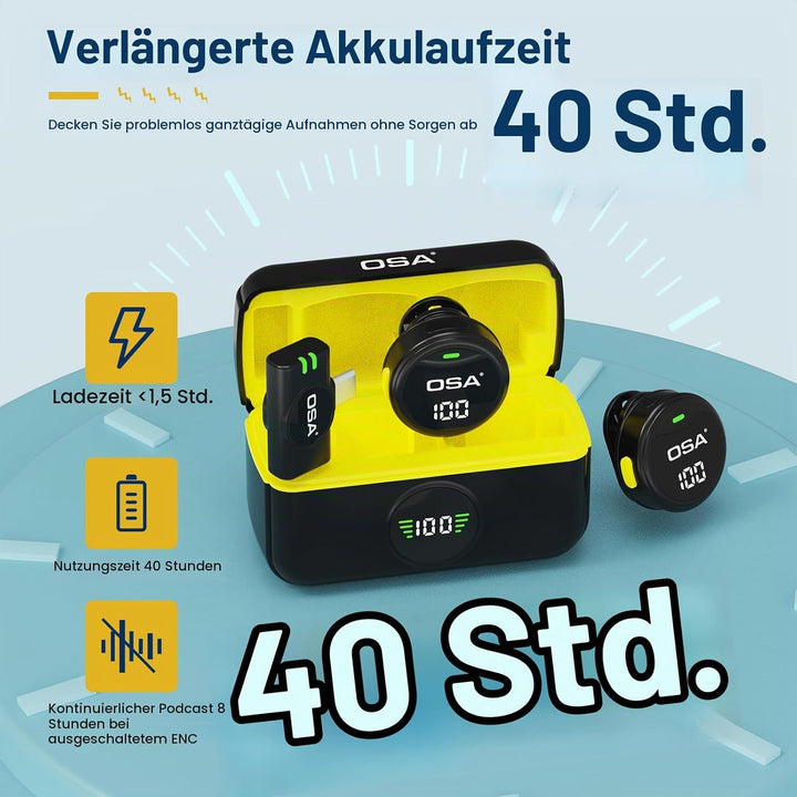 OSA Lavalier Mikrofon Wireless für iPhone15/16 und Android, Mini Ansteckmikrofon kabellos Mikrofon m