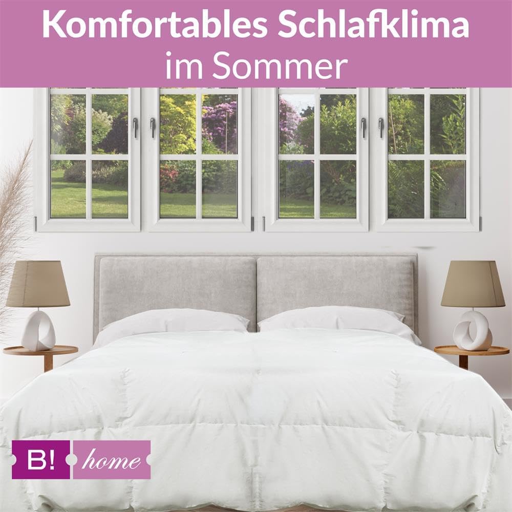 B!HOME Sommerdecke 100% Daunen 155x200cm (380g) Bezug 100% Baumwolle Decke Sommerbett Bettdecke Step