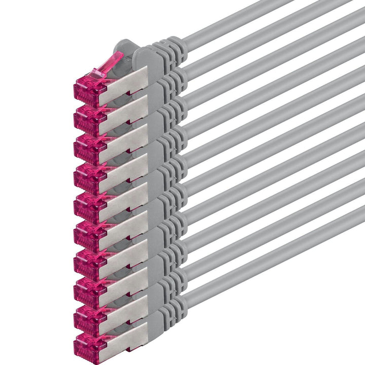 1aTTack.de 2m - grau - 10 Stück - Netzwerkkabel CAT6a (10Gb/s) S-FTP CAT 6a Lankabel - GHMT zertifiz