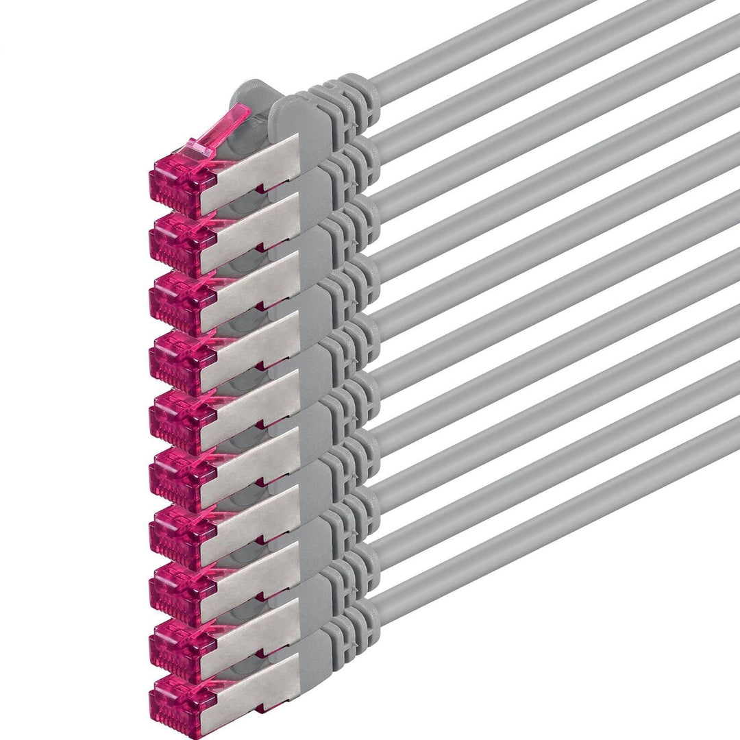 1aTTack.de 2m - grau - 10 Stück - Netzwerkkabel CAT6a (10Gb/s) S-FTP CAT 6a Lankabel - GHMT zertifiz