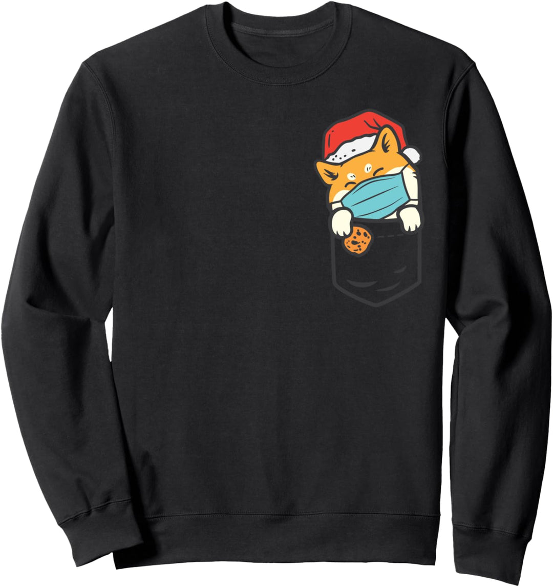 Pocket Shiba Inu Akita Dog In Mask Christmas Quarantine Gift Sweatshirt