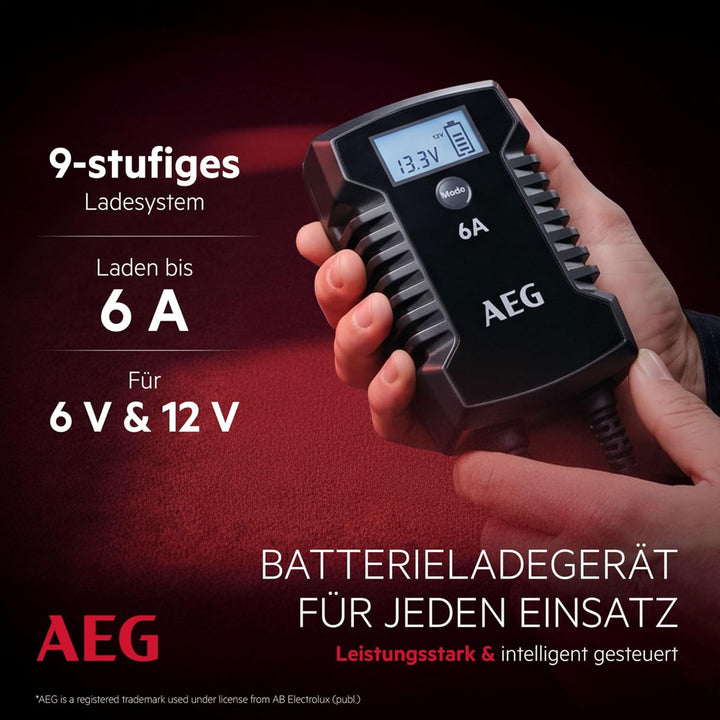 AEG Automotive 10617 Mikroprozessor-Ladegerät für Auto Batterie LD 6.0, 6 Ampere für 6/12 V, 7-HF La