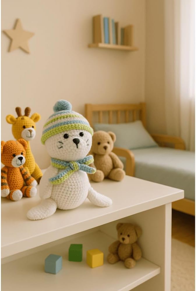 Gründl Häkelset Kuscheltier, Giraffe Gina, Esel Eddy, Robbe Robby oder Tiger Timmy, 14-18 cm, Komple