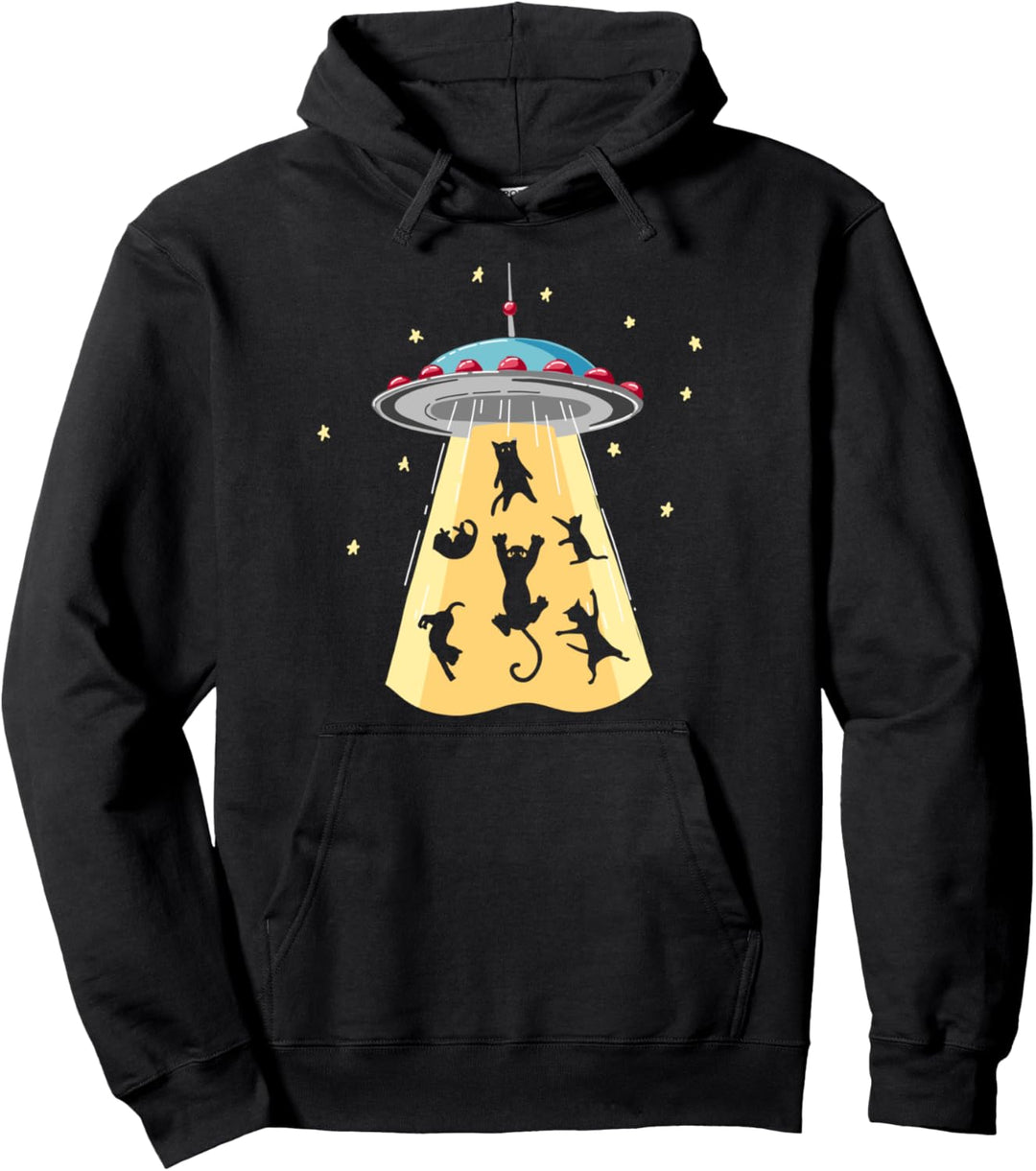 UFO Katzen Kätzchen Weltraum Planeten Sterne Galaxy Pullover Hoodie