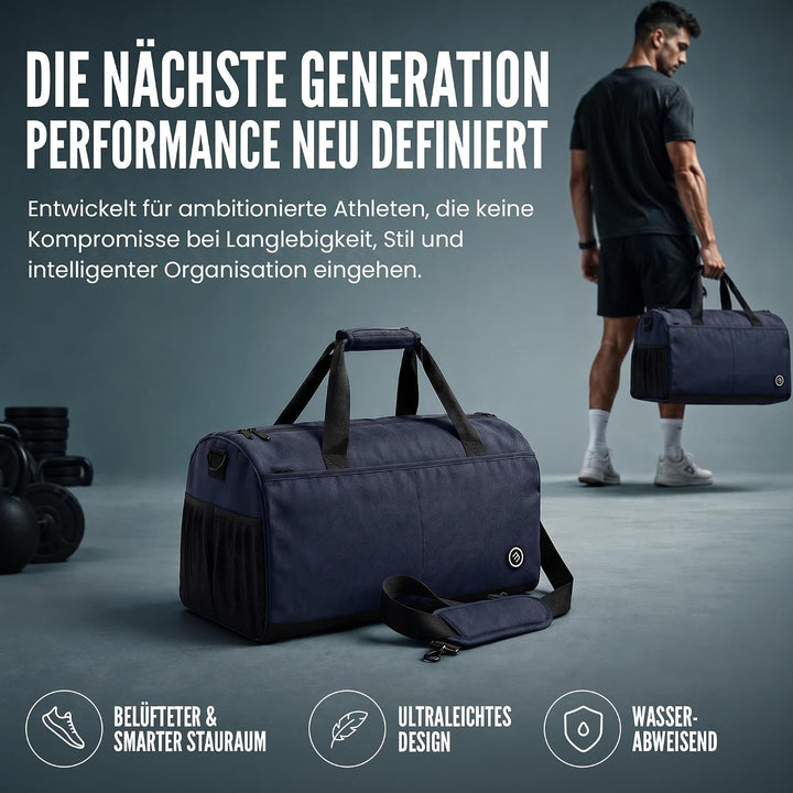 Sporttasche Herren Trainingstasche Damen + Schuhfach Nassfach | 40/60L mit Rucksack-Funktion, 30/50L