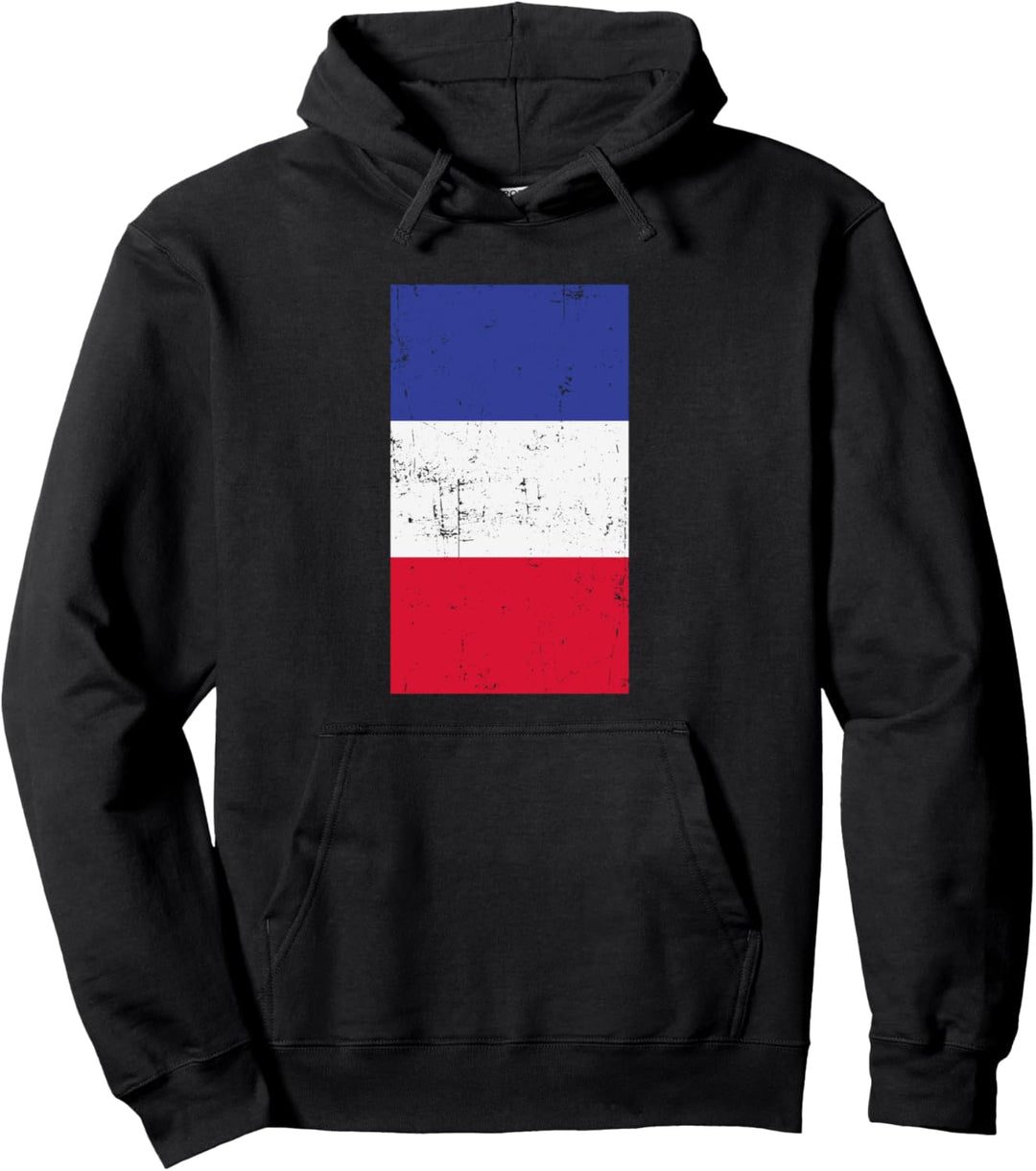 France Western Europe Paris Distressed Flag Pullover Hoodie