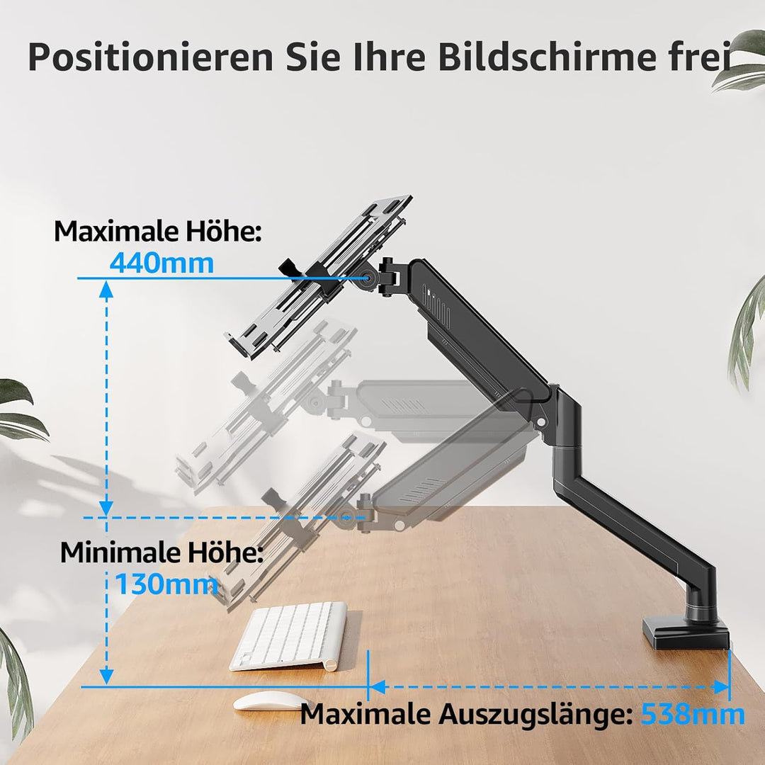 MOUNTUP Monitor Halterung mit Laptopablage, 2 in 1 verstellbare Laptop Armhalterung für 14-17 Zoll-N