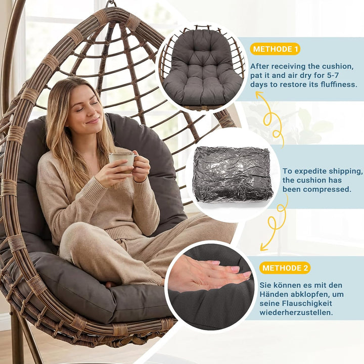 Hängesessel Kissen Ersatzkissen Outdoor: Thick Soft Polyester Sitzkissen 80x120 cm Egg Swing Cushion