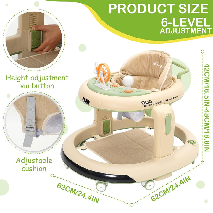 Baby Lauflernhilfe, 3 in1 Baby Walker Höhenverstellbar, Überrollsicherer Lauflernwagen mit Leisen 36