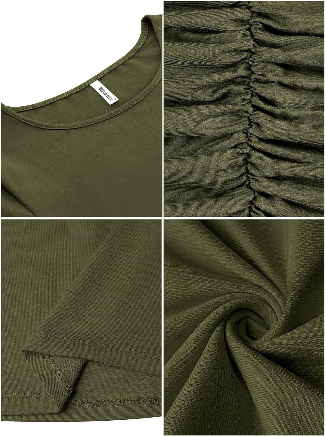 Missufe Damen Freizeitkleid Bodycon Enges Figurbetontes Bleistiftkleid Knielanges Kleider XS Armeegr