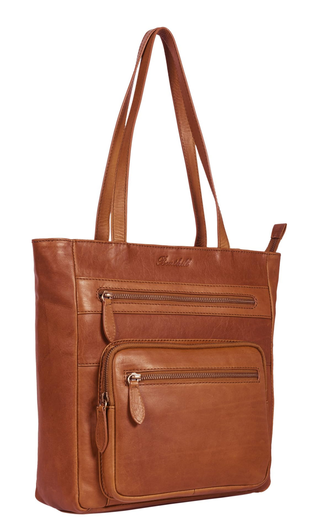 Benthill Schultertasche Damen Echt Leder | Shopper aus echtem Rindsleder | Vintage Handtasche mit vi