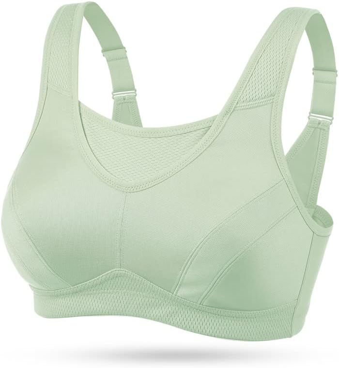 Wingslove Damen Sport BH ohne Bügel Nicht Gepolstert High Impact Bustier Halt Joggen BH 75C Grün, 75
