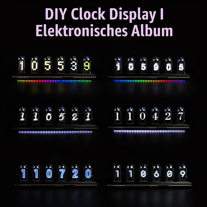 Nixie-Röhrenuhr, buntes RGB, anpassbares digitales Fotoalbum, Neuer Wettermodus, 5-Zoll-IPS-Bildschi