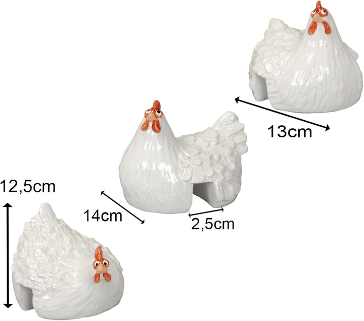 Storm's Gartenzaubereien Randhocker Deko - Hühner 3er Set weiss für die Gartendeko H 12,5cm als Balk