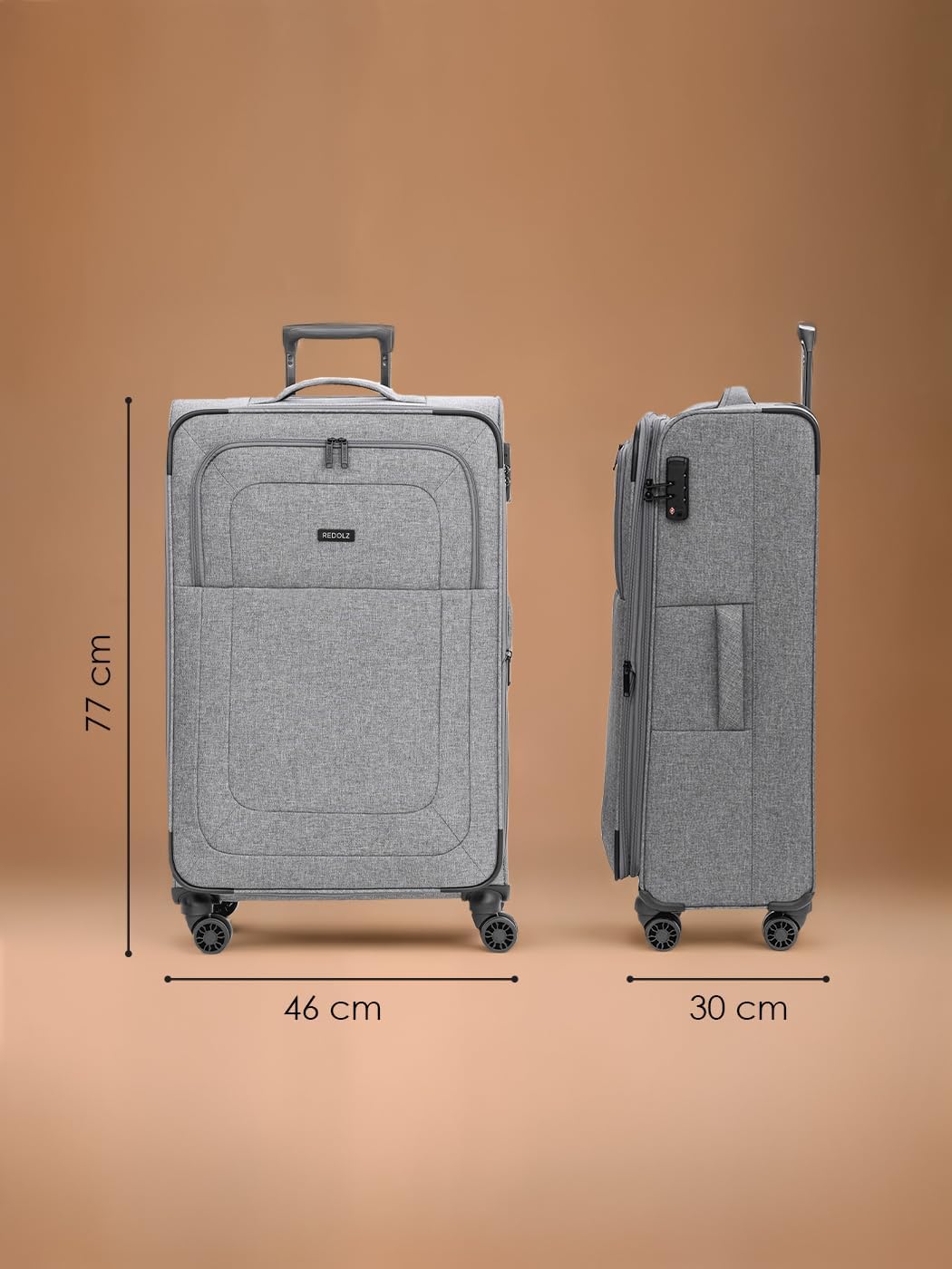 REDOLZ grosser Weichschalen Koffer für Damen & Herren | Leichter Trolley 77 cm mit 4 Doppelrollen &
