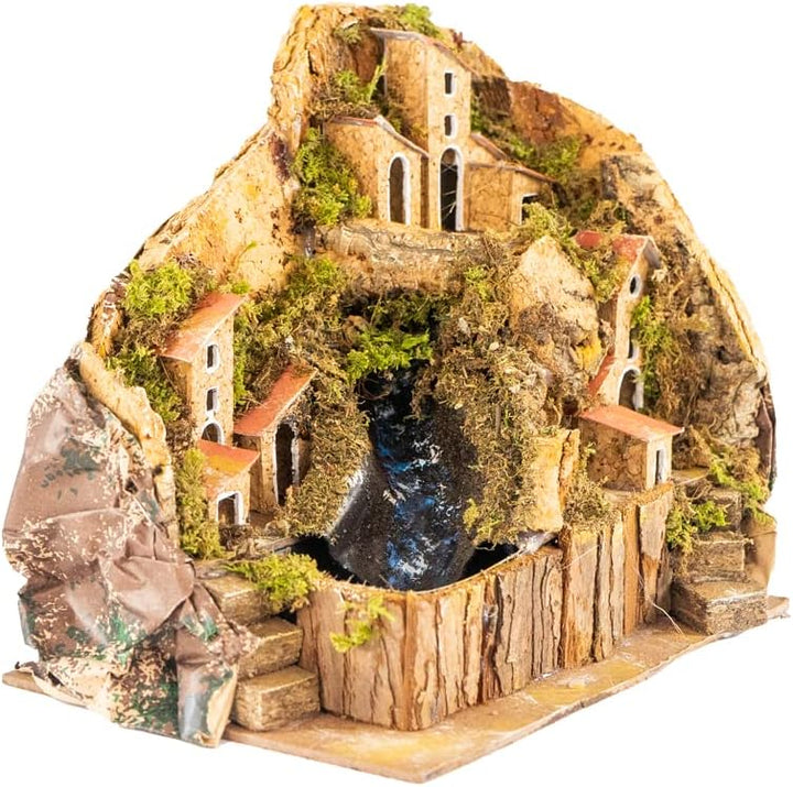 Bach für Krippe mit Häusern 20 x 14 x 20 cm (7,87 x 5,51 x 7,87 Zoll), Produkt von Hand gefertigt, M