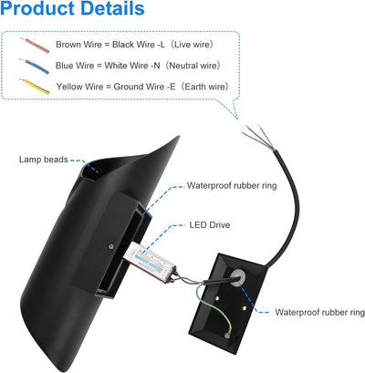 KAWELL 10W Kreativ Modern Wandlampe LED Wandleuchte Up Down Wasserdicht IP65 Aluminium LED Wandbeleu