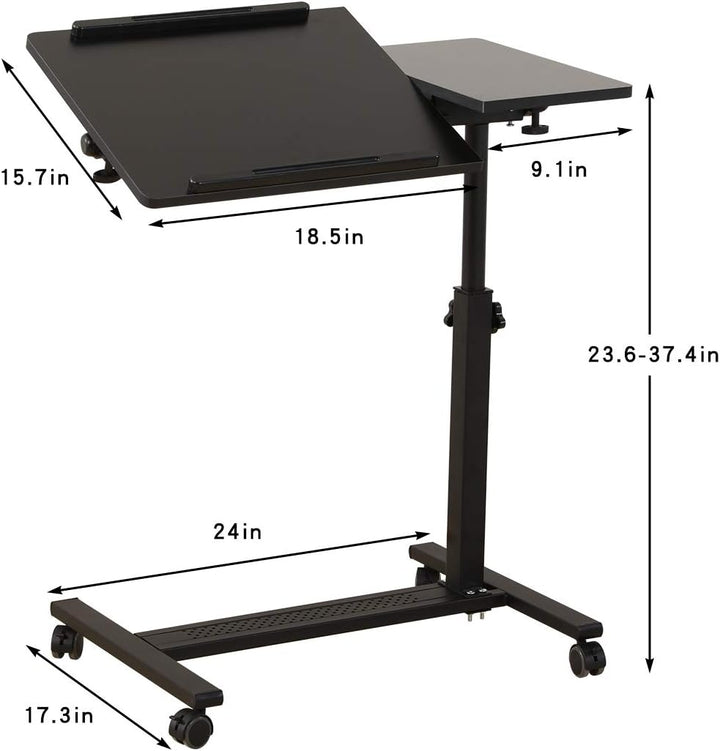 QQ-8A Rolling Laptop-Tischwagen schwarz, Schwarz