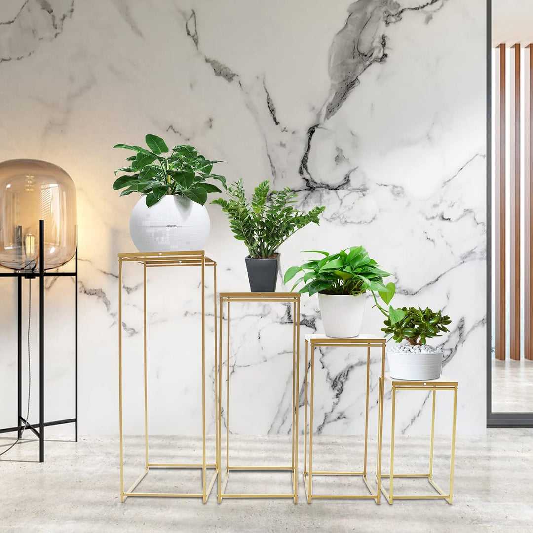 4 Stück Blumensäule Metall Hochzeitsvase Blumensäule Quadratisch Pflanzensäule Dekosäule Blumenhocke