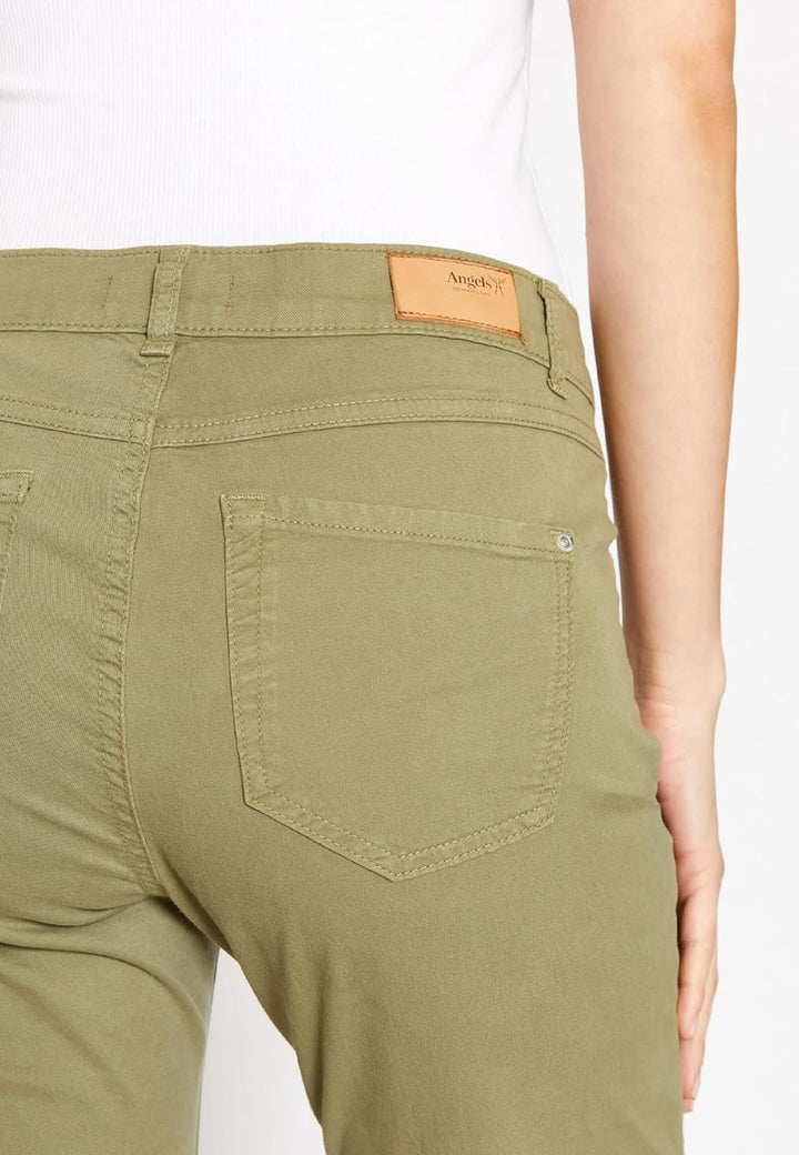 ANGELS Slim Fit Jeans 5-Pocket-Hose Capri TU mit Label-Applikationen 34 Khaki, 34 Khaki